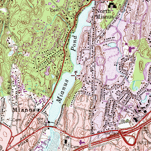 Topographic Map of Mianus Pond, CT