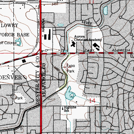 Topographic Map of Expo Park, CO