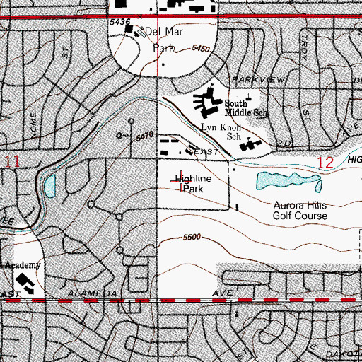 Topographic Map of Highline Park, CO