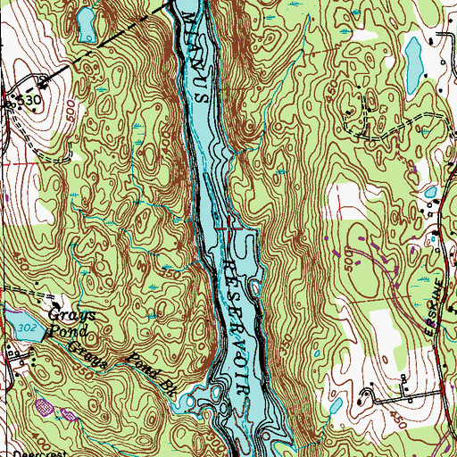 Topographic Map of Mianus Reservoir, CT