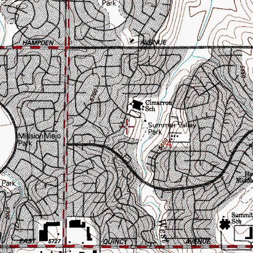Topographic Map of Summer Valley Park, CO