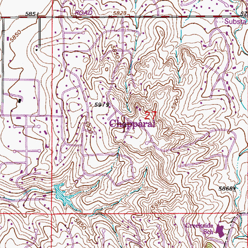 Topographic Map of Chapparal, CO