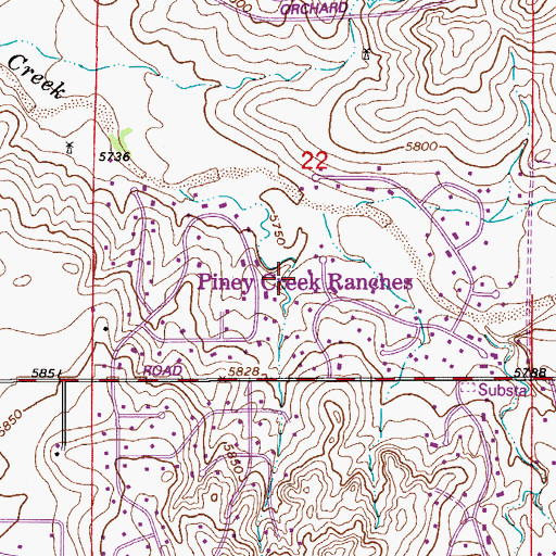 Topographic Map of Piney Creek Ranches, CO