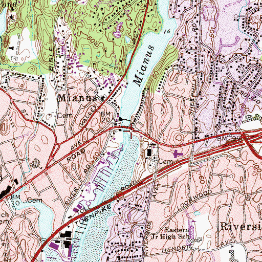 Topographic Map of Mianus River, CT