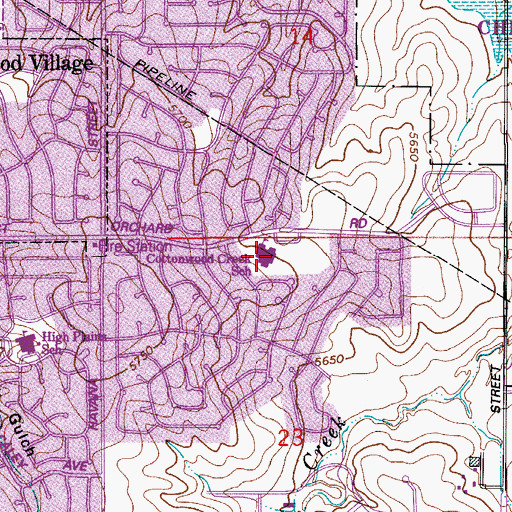 Topographic Map of Cottonwood Creek Elementary School, CO