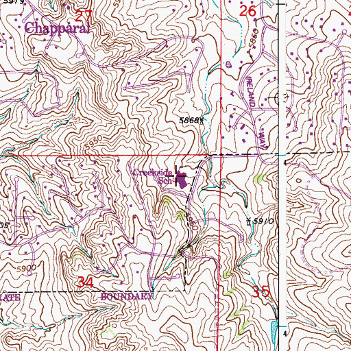 Topographic Map of Creekside Elementary School, CO