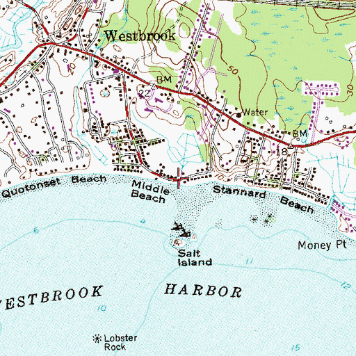Topographic Map of Middle Beach, CT