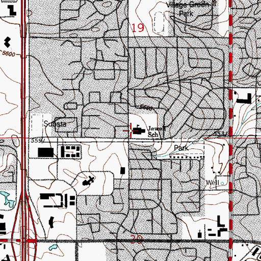 Topographic Map of Jewell Elementary School, CO