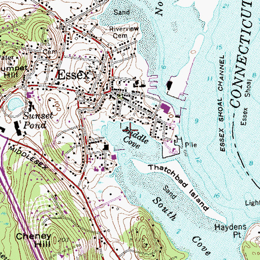 Topographic Map of Middle Cove, CT