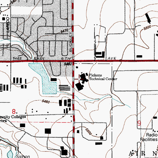 Topographic Map of Pickens Technical College, CO