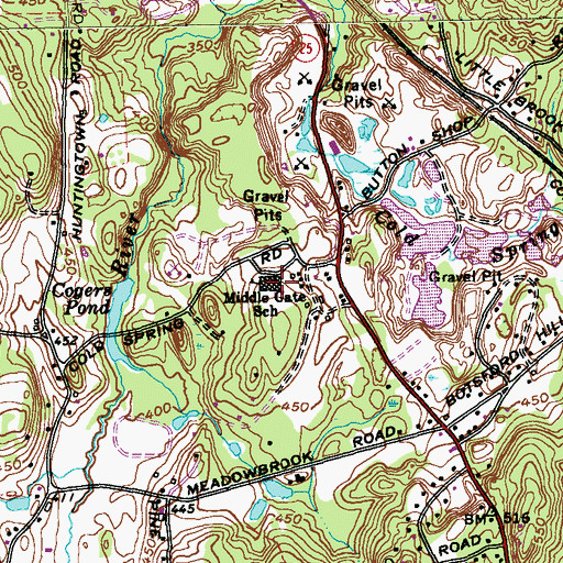 Topographic Map of Middle Gate Elementary School, CT