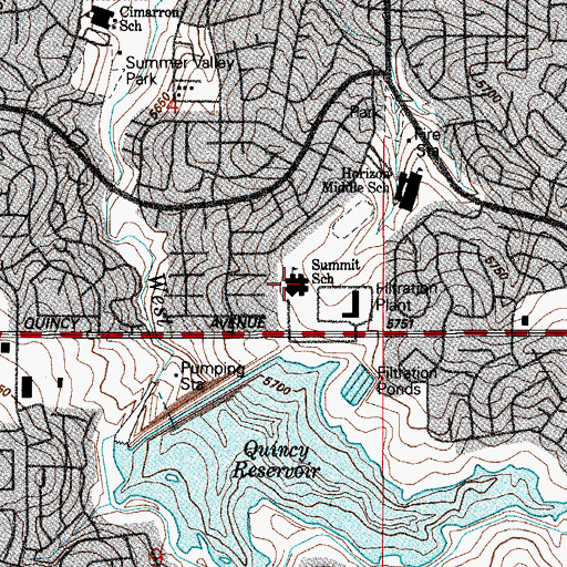 Topographic Map of Summit Elementary School, CO