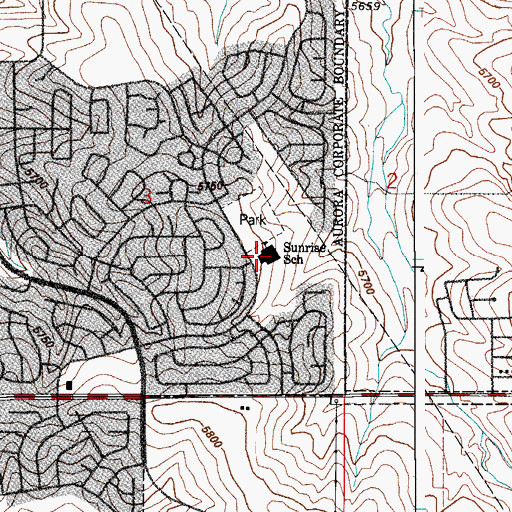 Topographic Map of Sunrise Elementary School, CO