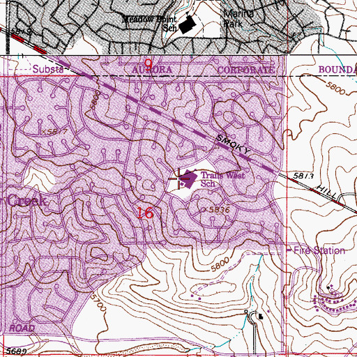 Topographic Map of Trails West Elementary School, CO