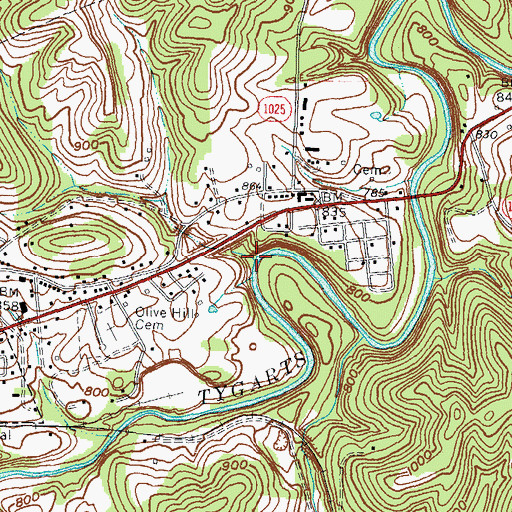 Topographic Map of Winding Bridge Branch, KY