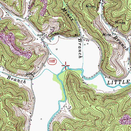 Topographic Map of McDavid Branch, KY