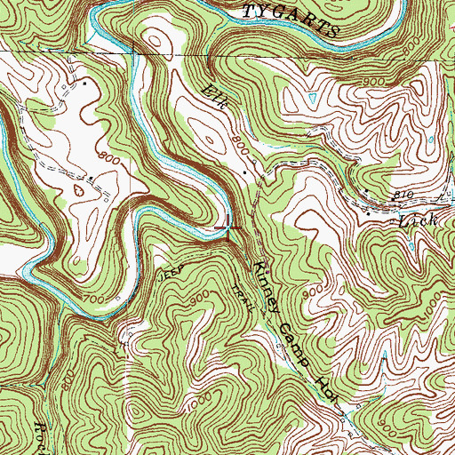 Topographic Map of Kenny Camp Creek, KY