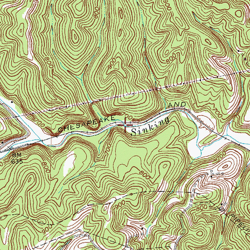 Topographic Map of Saulsberry Branch, KY