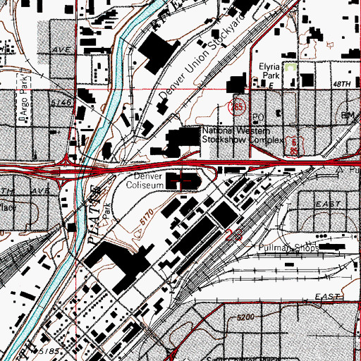 Topographic Map of Denver Coliseum, CO