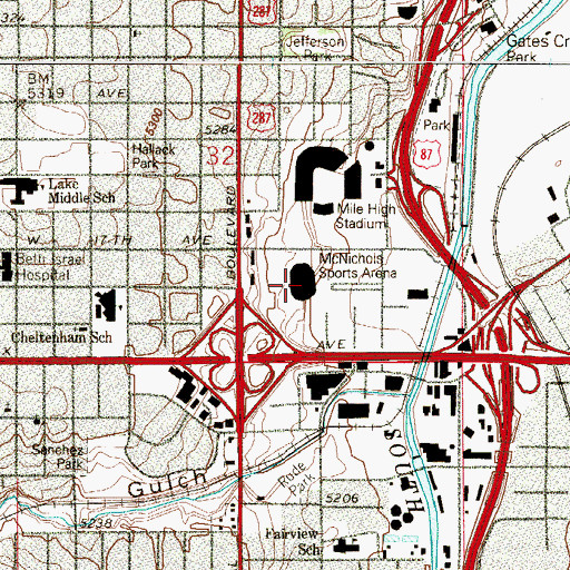 Topographic Map of McNichols Sports Arena (historical), CO