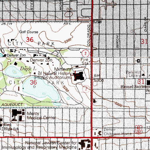 Topographic Map of Denver Museum of Nature and Science, CO