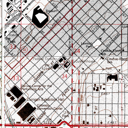 Topographic Map of United States Customhouse, CO