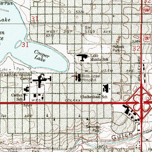 Topographic Map of Beth Israel Hospital (historical), CO