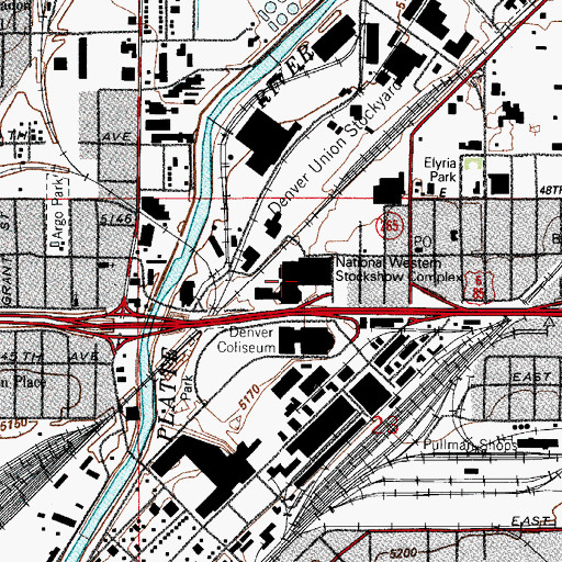 Topographic Map of National Western Complex, CO