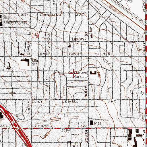 Topographic Map of Ash Grove Park, CO