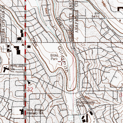 Topographic Map of Bible Park, CO