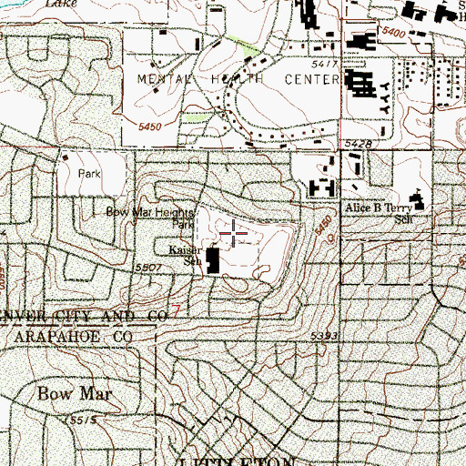 Topographic Map of Bow Mar Heights Park, CO