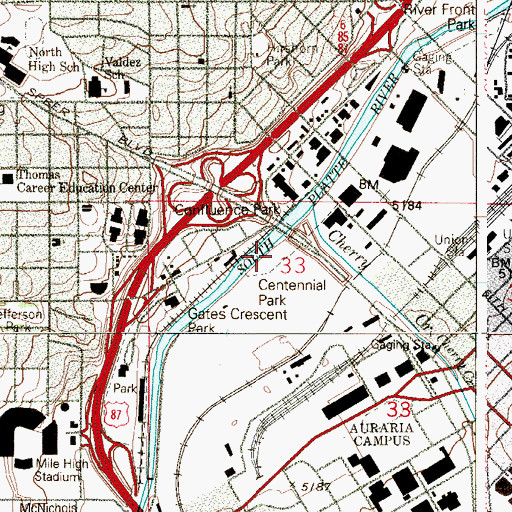 Topographic Map of Centennial Park, CO