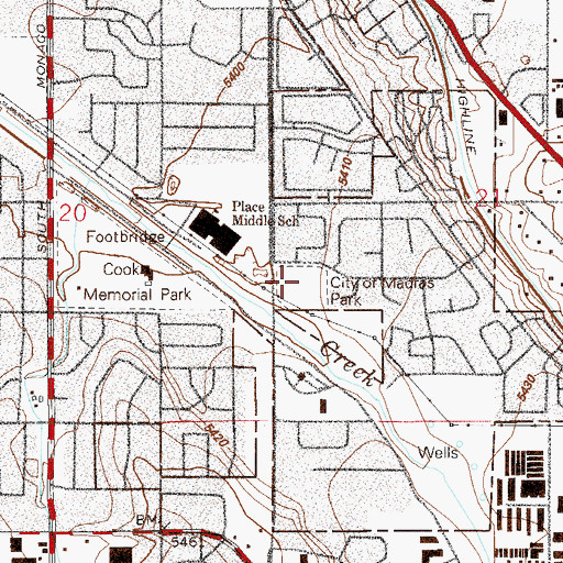 Topographic Map of City of Madras Park, CO