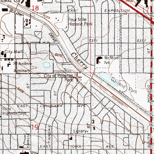Topographic Map of City of Potenza Park, CO
