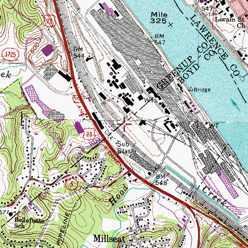 Topographic Map of Armco Steel, KY