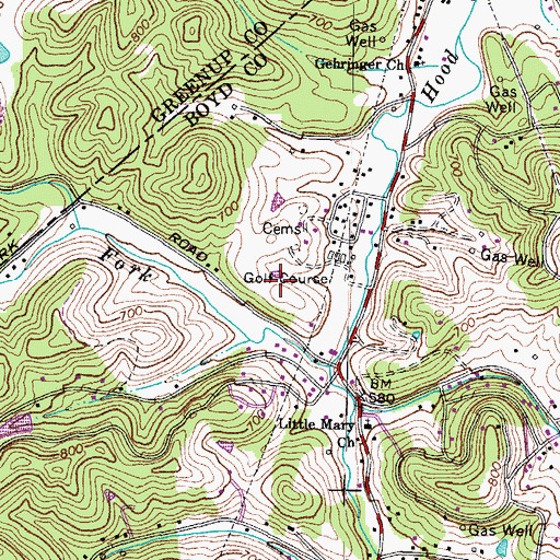 Topographic Map of Sundowner Golf Course, KY