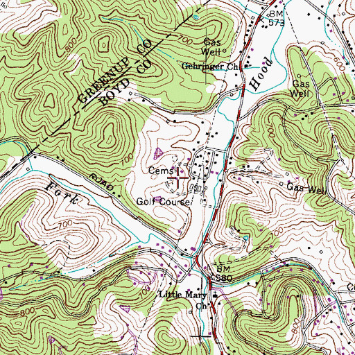 Topographic Map of Steele Cemetery, KY