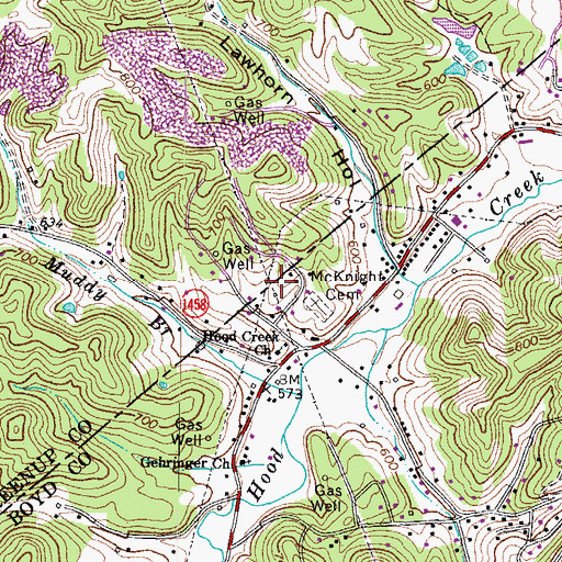 Topographic Map of Hoods Creek Enterprise Baptist Church, KY