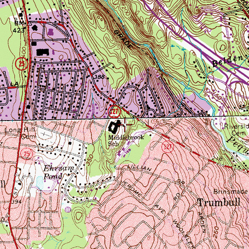 Topographic Map of Middlebrook School, CT