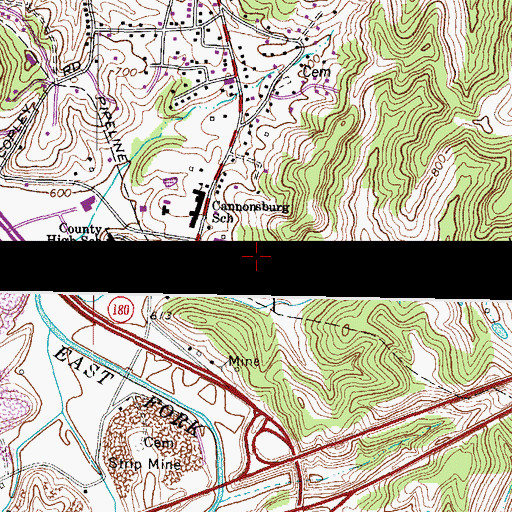 Topographic Map of Boyd City High School, KY