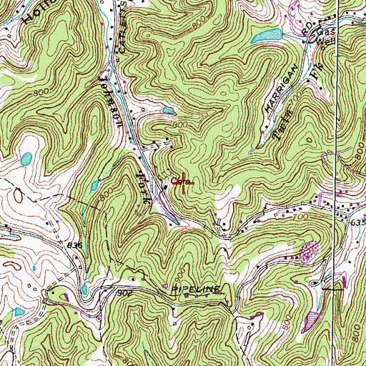 Topographic Map of Johnson Cemetery, KY