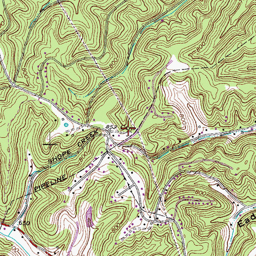 Topographic Map of Cumpston Cemetery, KY