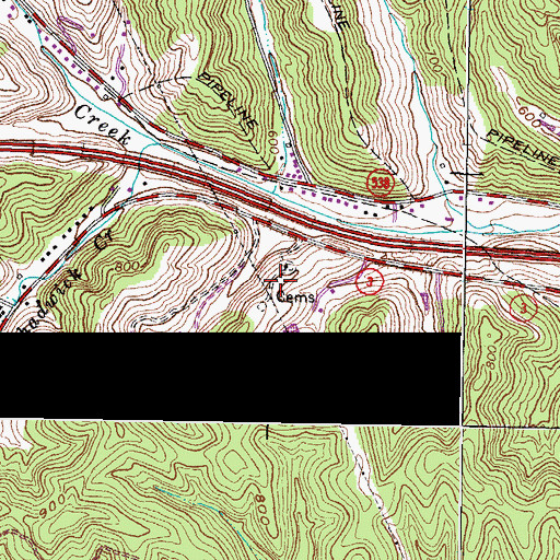 Topographic Map of Branham Cemetery, KY