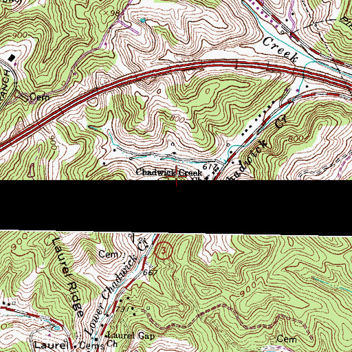 Topographic Map of Chadwick Creek (historical), KY