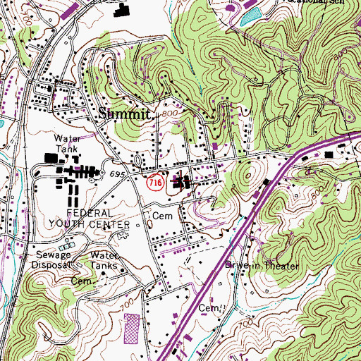 Topographic Map of Summit Elementary (historical), KY