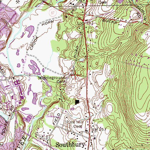 Topographic Map of Middleground Cemetery, CT