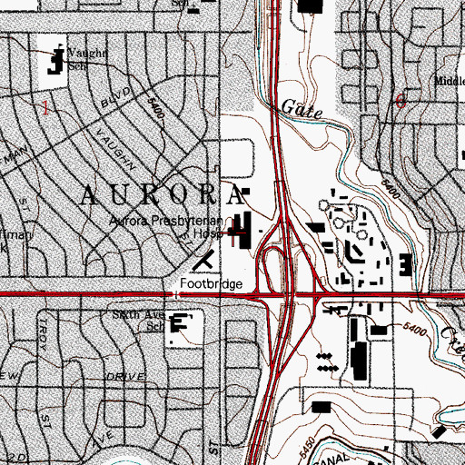 Topographic Map of Medical Center of Aurora North Campus, CO