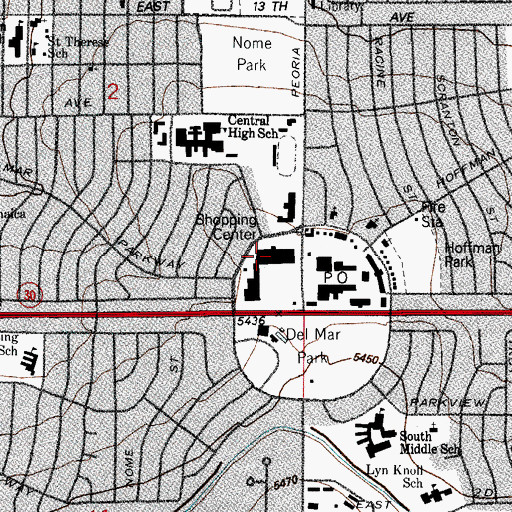 Topographic Map of Hoffman Heights Shopping Center, CO