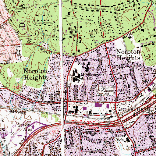 Topographic Map of Middlesex Junior High School, CT