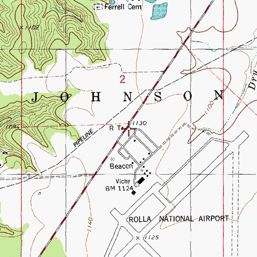 Topographic Map of Vichy Gap Filler Annex (historical), MO
